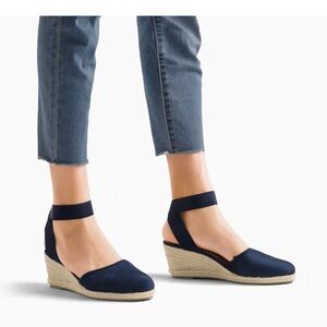 DREAM PAIRS Women's Elastic Ankle Strap Espadrilles Wedge Sandals New! Navy